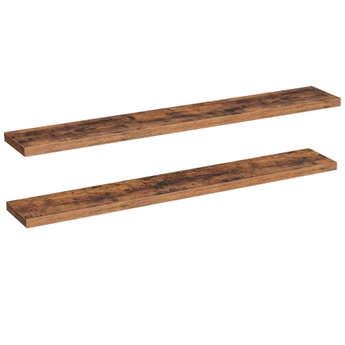 HOOBRO 70.9" Floating Shelves for Wall, Set of 2 Wall Mounted Shelf | Hanging Shelf with Invisible Brackets, for Wall Decor Storage in Bathroom Bedroom Kitchen Living Room Office, Rustic Brown - color: Rustic Brown, size: 70.9 Inches