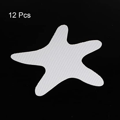 12pcs Non Slip Bathtub Stickers Bath Shower Floor 3.86" Anti-Slip Sticker Tape Starfish Style Decals for Bathroom Kitchen Bathtub Treads Stairs, White