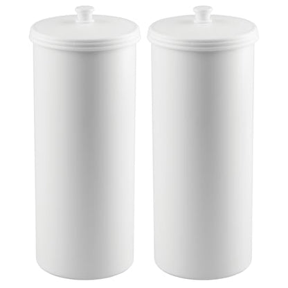 iDesign Freestanding Bathroom Toilet Paper Storage Holder, 2-Pack, White | With Lid, Holds 3 Extra Rolls - color: White, size: Pack of 2, style: Lid with Handle