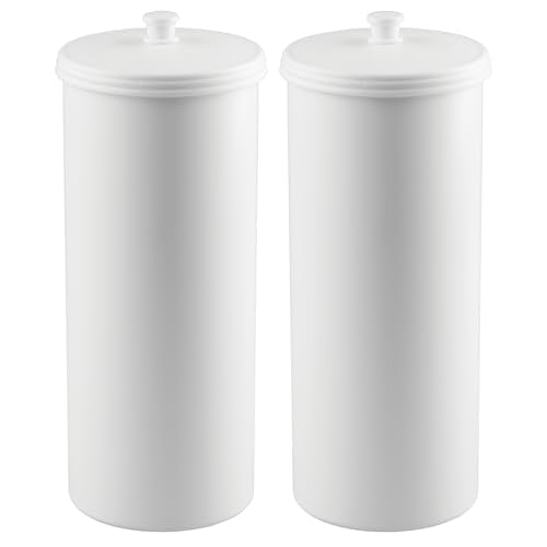 iDesign Freestanding Bathroom Toilet Paper Storage Holder, 2-Pack, White | With Lid, Holds 3 Extra Rolls - color: White, size: Pack of 2, style: Lid with Handle