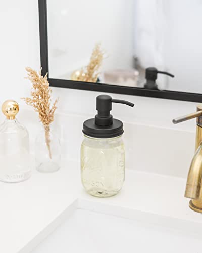 Mason Jar Soap Dispenser - Black - 16 oz Ball Mason Jar Liquid Dispenser for Kitchen & Bathroom - Glass - Dish Soap Dispenser with Rust Proof Stainless Steel Pump & Lid - size: Pack of 1