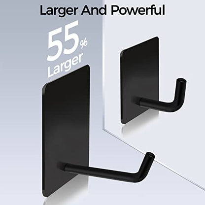 Adhesive Hooks Heavy Duty, Long Self Adhesive Wall Hook, Sticky Towel Hangers for Kitchen Bathroom, Waterproof Stick on Door Hooks for Hanging Key Hat Coat | Waterproof no-drill wall hooks for indoor use; fits kitchen & bathroom; holds towels, coats, hats