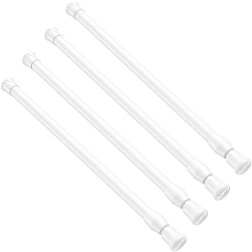 Spring Tension Curtain Rods Short Tension Rod (White,27" to 37"-4Pcs) - color: White, size: 27" to 37"-4Pcs