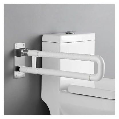 Toilet Grab Bar, Folding Safety Rail for Elderly, Non-Slip ABS Plastic, Flip Up Down Design - color: White