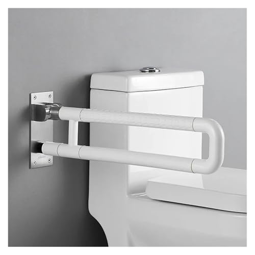 Toilet Grab Bar, Folding Safety Rail for Elderly, Non-Slip ABS Plastic, Flip Up Down Design - color: White