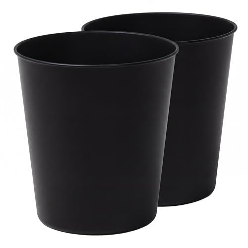 happimess Nolan 2 Gal Smooth Steel Wastebasket, Matte Black, Set of 2 | 10" Height, Lidless Open Top, Fingerprint Resistant, Powder Coated Finish, Small Space Design - color: Matte Black, size: Set of 2
