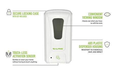 Alpine Automatic Hand Sanitizer Dispenser - Touchless Soap Dispenser for Restaurant, Hospital, School, Hotel, Kitchen and Bathroom -1200mL Foam White - style: Foam