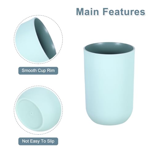 uxcell 2Pcs Plastic Drinking Cups, Double Color Unbreakable Reusable Bathroom Cup Mouthwash Cup Toothbrush Tumbler Holder, Light Blue - color: Light Blue