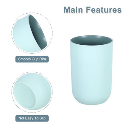 uxcell 2Pcs Plastic Drinking Cups, Double Color Unbreakable Reusable Bathroom Cup Mouthwash Cup Toothbrush Tumbler Holder, Light Blue - color: Light Blue
