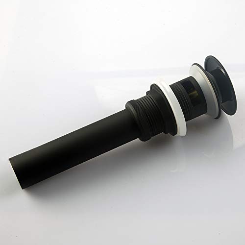 Shile Matte Black Push and Seal Pop Up Drain Stopper with Overflow for Bathroom Faucet Vanity Sink