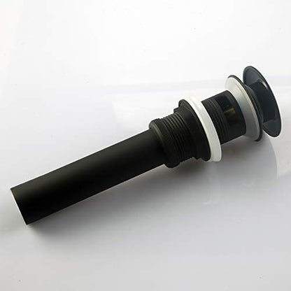 Shile Matte Black Push and Seal Pop Up Drain Stopper with Overflow for Bathroom Faucet Vanity Sink