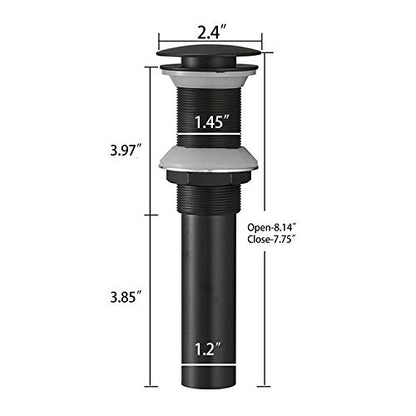 Homevacious 1 5/8" Bathroom Faucet Vessel Vanity Sink Pop Up Drain | Assembly Stopper Fits Bathroom Standard Sink Hole 1-1/2" to 1-3/4" Matte Black Plug Without Overflow Push & Seal - color: Matte Black, style: Without Overflow