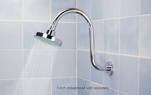 Purelux Goose Neck Shower Arm Water Outlet PJ1201 Made of Stainless Steel, Chrome Finish Showerhead Extension - color: S - Chrome