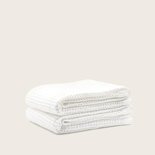 Sedona Waffle Bath Towels, 410 GSM 100% Cotton, Set of 2, Soft, Quick-Drying & Lightweight Waffle Weave Towels, White - color: White, style: Bath Towel (Set of 2)