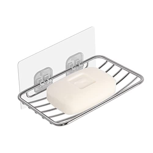 Uten Shower Wall Soap Dish Holder, Wall Mounted Draining Soap Razor Saver for Bathroom Tile, 201 Rustproof Stainless Steel Soap Sponge Holder for Bathroom & Kitchen. - color: Light Sliver / Elliptic, size: 1 Pack