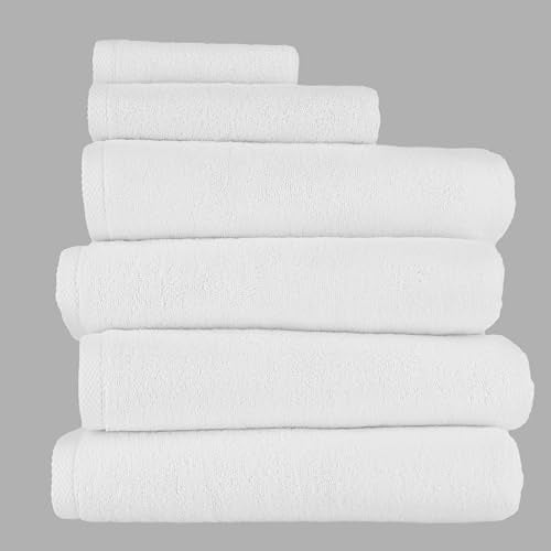Nine West 6 Piece Hotel Collection Towel Set, 100% Turkish Cotton, Highly Absorbent & Comfy, Includes 4 Bath Towels, 1 Hand Towel & 1 Facecloth Luxury Plush Bathroom Towels | (White) - color: White, size: Hotel Collection 6 Pc Towel Set