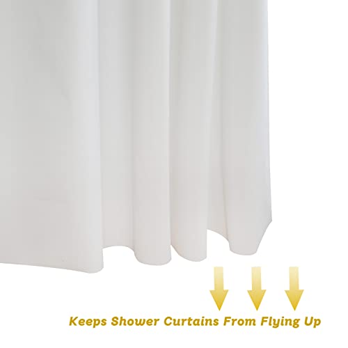 No Hook White Shower Curtain Liner PEVA Plastic Waterproof Heavy Duty Bathroom Curtain Hook Free Shower Liner 72x74 Inches | PEVA Plastic Vinyl Waterproof Heavy Duty Bathroom Curtain Hook Free Shower Liner with bottom Magents - color: White, size: 72"W x