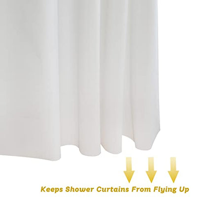 No Hook White Shower Curtain Liner PEVA Plastic Waterproof Heavy Duty Bathroom Curtain Hook Free Shower Liner 72x74 Inches | PEVA Plastic Vinyl Waterproof Heavy Duty Bathroom Curtain Hook Free Shower Liner with bottom Magents - color: White, size: 72"W x