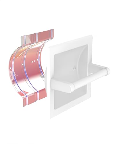 Recessed Toilet Paper Holder White,Pivoting Toilet Tissue Holder,Made of SUS304 Stainless Steel, in Wall Toilet Paper Holder with Bracket - color: White