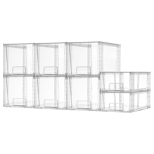 Vtopmart Clear Stackable Storage Drawers, 8 Pack Medium Set | Medium and Small Pull-Out PET Drawers for Consistent Organization, Stackable Storage Solution for Cabinets, Closets, Pantry - style: 6 Medium+2 Small