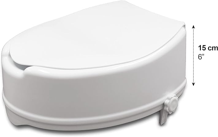 PEPE Mobility Raised Toilet Seat with Lid for Elderly 6" High | Fits Round and Elongated up to 15" Wide, Commode Seat with Sturdy Brackets, Medical Aid - color: 6 Inch