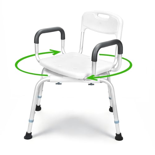 Shower Chair for Inside Shower - Swivel Shower Chair for Elderly and Disabled - Heavy Duty Shower Seat Bathtub with Arms for Handicap, HDB-788A - size: Swivel