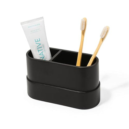 Yew Design Matte Black Bathroom Toothbrush Holder Cup - Round Large - color: Large Round Matte Black