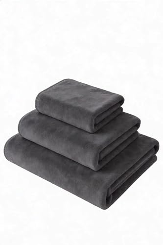 Forest Grey Oversized Ultra Fiber Coral Fleece 3 Piece Set 1 Washcloths, 1 Hand Towels, 1 Bath Towels Super Absorbent, Applicable Shower Towel for Bathroom Spa Gym Hotel Yoga - color: Forest Grey