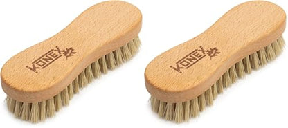 KONEX Nylon Fiber Economy Utility Cleaning Hand Brush | Heavy Duty Hand-Held Scrub Brush Stiff Bristles | Wooden Body, Ideal Scrub Brushes for Cleaning (Peanut Shaped) (Pack of 2) - size: 1 Count (Pack of 2)