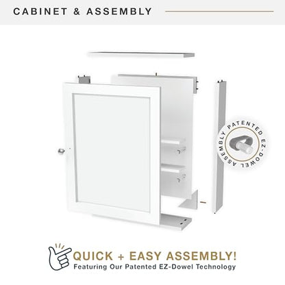 MCS 23x18 White Medicine Cabinet Organizer, Wall Mounted Bathroom Cabinet for Over-The-Toilet Storage, Bathroom Furniture & Restroom Organizer - size: 23x18 1-Door