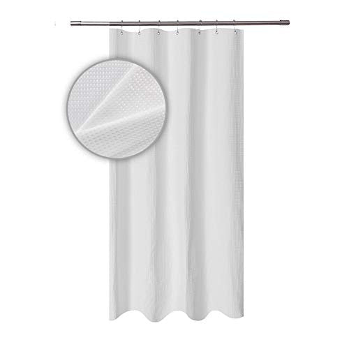 Barossa Design Small RV Shower Curtain Waffle Weave 36 x 64 Inches, White | 230 GSM Thick Fabric, Water Repellent, Machine Washable, 36W x 64H for Travel Trailer and Camper - color: White, size: 36"W x 64"L (Pack of 1)