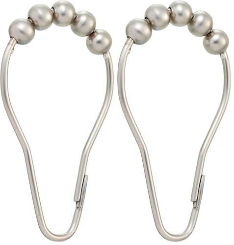 Moen SR2100BN Shower Curtain Rolling Rings, 12 per pack, Brushed Nickel (Pack of 2) - color: Brushed Nickel, size: Pack of 2