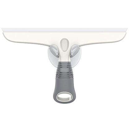 MR.SIGA Silicone Squeegee for Shower Doors, 25 cm/10 inch, White & Gray | Shower squeegee for glass doors, streak free squeegee for windows, showers and glass surfaces, includes suction hook