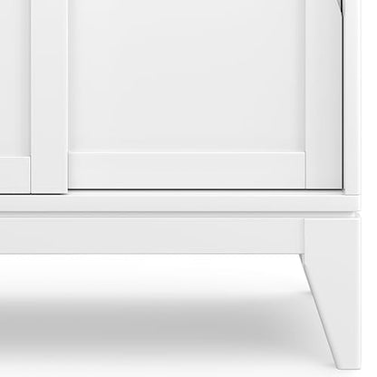 SIMPLIHOME Harper 48" Wide Solid Wood Storage Cabinet in Black - color: White, size: 30 inch