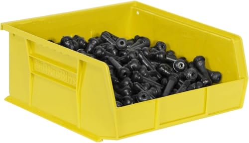 Akro-Mils 30235 AkroBins Plastic Storage Bins, 11"x11"x5", Yellow, 6-Pack | Space-Saving Stackable Bins for Garage, Pantry, Craft Organization - color: Yellow