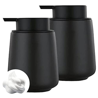 12Oz Hand Soap Dispenser - 2 Pack Ceramic Foam Soap Dispenser Set | Foaming Dispenser with Easy-to-Press Pump, Reusable and Refillable Mordern Dish Soap Dispenser for Bathroom & Kitchen, Black - color: Black Foming Dispenser