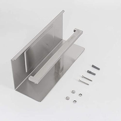 Bathroom Toilet Paper Holder with Shelf, Stainless Steel Double Roll Toilet Tissue Holder Dual Wall Mounted for Mobile Phone Storage, Brushed Finish - color: Brushed