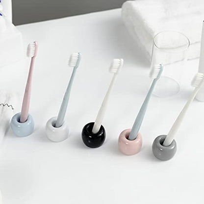Mini Ceramic Couple Toothbrush Holder, Hand-Made Bathroom Toothbrush Holder, Electric Toothbrush Head Holder and Office Pen Holder 2-Piece Set (Gray) - color: Gray