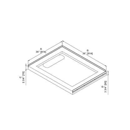 OVE Decors 36x36" Shower Base Side Drain, White - size: 36 x 36, style: Side Drain