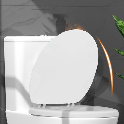 Soft Close Round Toilet Seat - Thickened Plastic Lid, Easy to Clean, Quiet Comfort, Fits Standard Toilets, White, Easy Install (White) - color: White