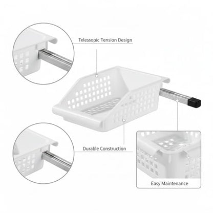 Adjustable Telescopic Cabinet Shelf, Tool-Free Under Sink Organizer Rack, Carbon Steel and PP Plastic Storage Solution for Kitchen and Bathroom - size: 9.84 x 6.69 x 3.31 in
