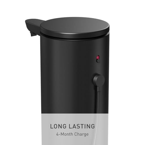 simplehuman Liquid Sensor Pump, 9 oz Automatic Soap Dispenser for Kitchen and Bathroom, Touchless Motion Sensor, Variable Dispense, Rechargeable, No-Drip Spout, High-Grade Matte Black Steel - color: Matte Black, style: 9 Oz.