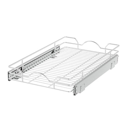 OCG Pull Out Cabinet Organizer 2 Pack (15" W x 21" D), Pull out Shelves 1 Tier, Cabinet Slide Out Shelves for Base Cabinet Organization in Kitchen Bathroom Pantry, Bottom Mount, Chrome Finish - size: 15W21D, 2Pack