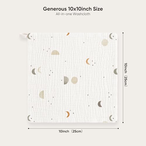 Bearmoss 12 Pack Baby Muslin Washcloths, 100% Cotton 10"x10" Face Towels | Soft Absorbent Bath Wash Cloths and Burp Cloths for Newborn Infants Kids Girls & Boys (Apricot) - color: Apricot