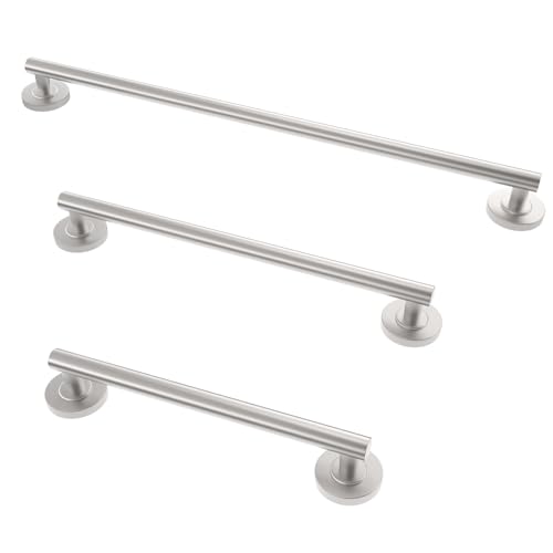 Shower Grab Bar Set, ADA Compliance Brushed Stainless Steel Handicap Grab Bar for Bathtubs and Showers, Modern 3-Pack 18" 24" 36" Shower Safety Bars for Seniors - color: Brushed Nickel