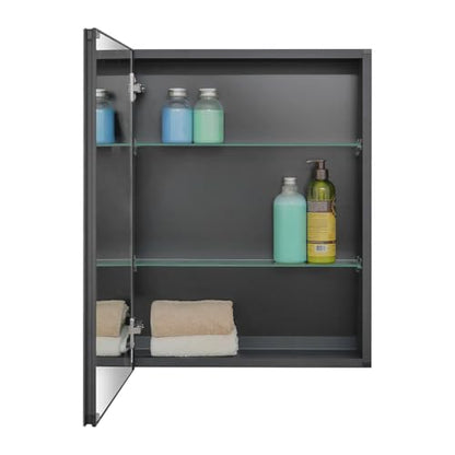 20 x 26 Black Recessed Medicine Cabinet with Mirror & Bathroom Wall Storage | Black Aluminum Bathroom Mirror Cabinet with Adjustable Shelves, Surface Mount Option for Organized Bathroom Vanity Toiletries - size: 20 x 26