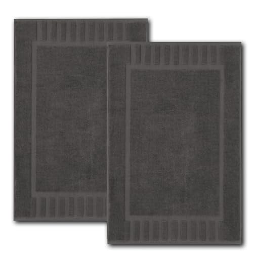 White Classic Luxury Bath Mat Floor Towel Set - Absorbent Cotton Hotel Spa Shower/Bathtub Mats [Not a Bathroom Rug] 22"x34" | 2 Pack | Charcoal - color: Charcoal