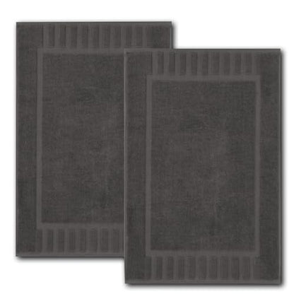 White Classic Luxury Bath Mat Floor Towel Set - Absorbent Cotton Hotel Spa Shower/Bathtub Mats [Not a Bathroom Rug] 22"x34" | 2 Pack | Charcoal - color: Charcoal