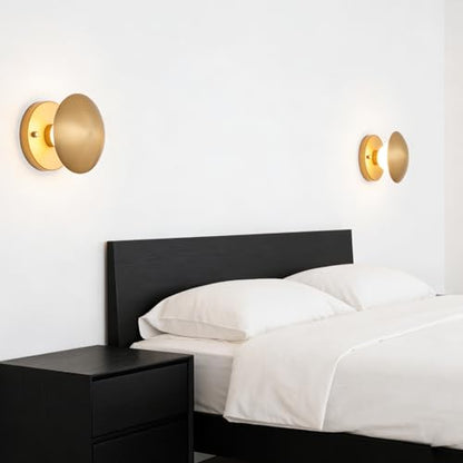 Modern Gold Mushroom Wall Sconces, Globe Spherical Wall Lamp | Mid Century, Small Brass Vanity, Single Ball Lights Fixture, Contemporary Milk Glass - color: Gold, size: 1 Heads