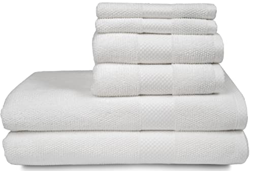 MAURA Premium Bath Towel Set 100% Cotton. 6 Piece Ultra Absorbent Quick Dry Soft Terry Bath Towels for Bathroom, Hotel and Spa Quality, White - color: White, size: Bath Towels Set